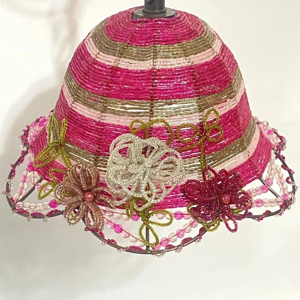 Enchanted Beaded Hanging Lamp Flapper Hat 8.5 X 6
